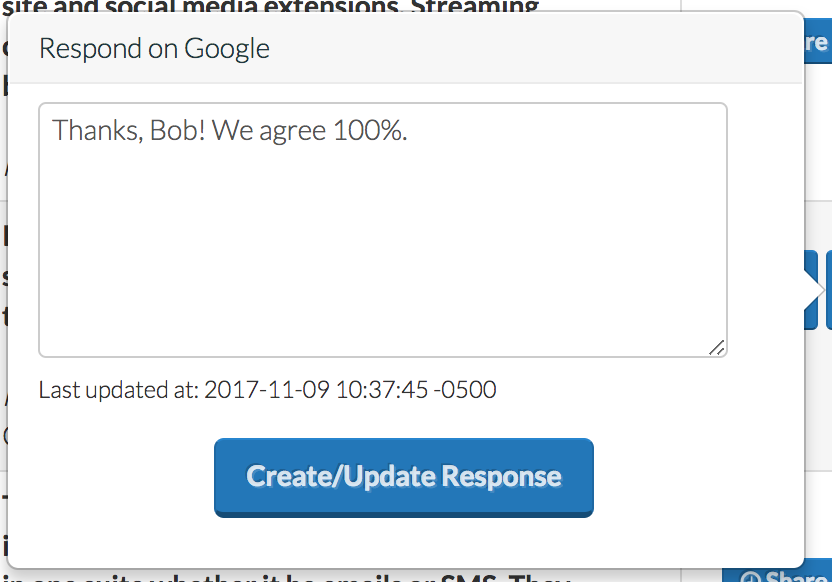 create-update response