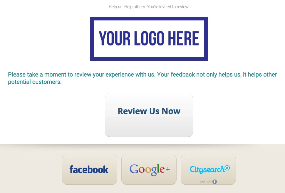 A landing page featuring a highlighted 'Review Now' button